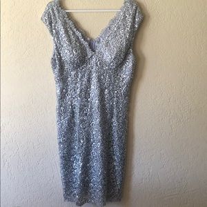 Marina - silver sequin & lace dress